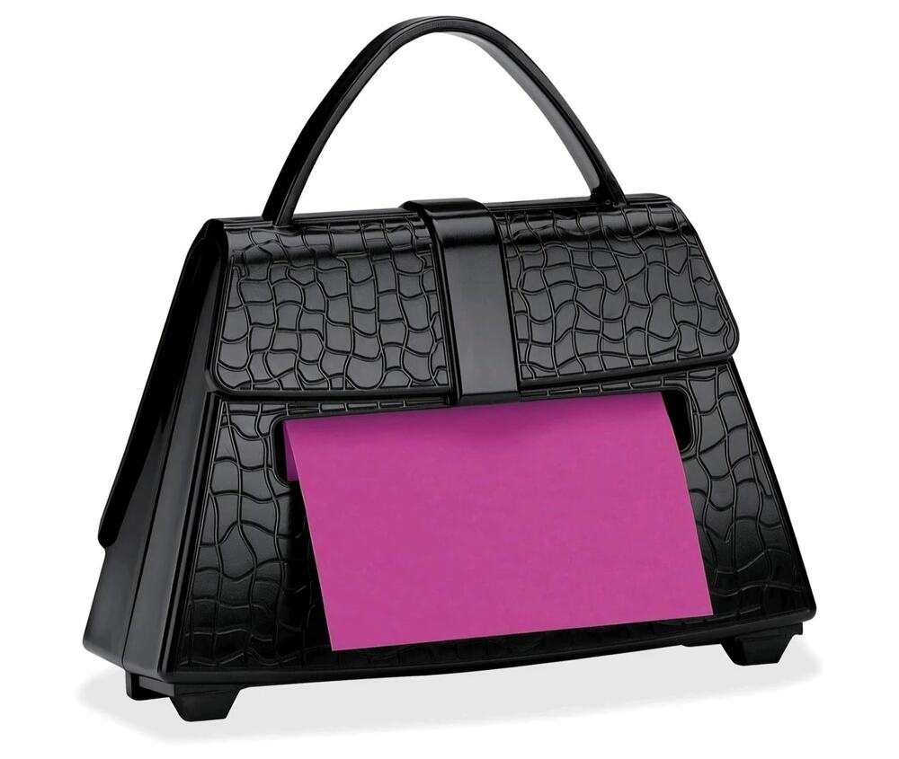 Vintage 3M Post-it Pop-Up Note Purse Dispenser - Black Croc Embossed EUC